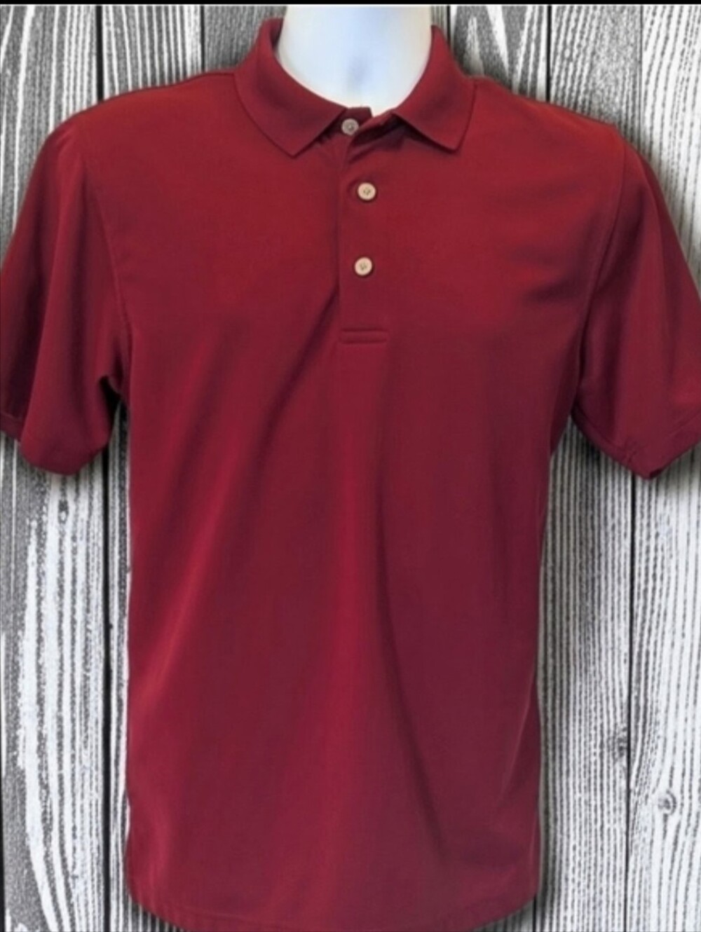 Cubavera Deep Red Polo With Horizontal Ribbed Texture Shirt